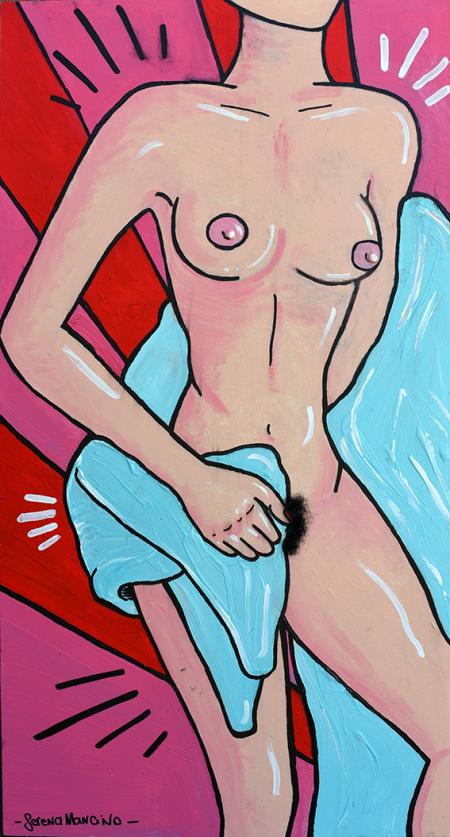 Sesso debole, 2019, acrilico su legno 50x93 cm