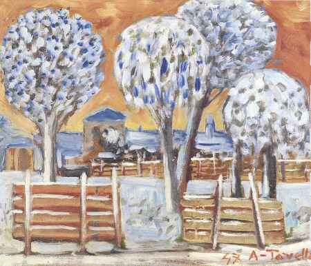 Lavori per il freddo, 1947, olio su faesite, cm 50x60