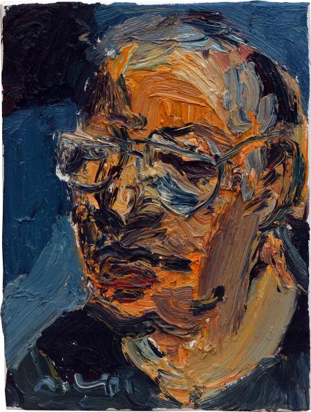 Uomo con occhiali, 2023, olio su tela, 30x40cm
