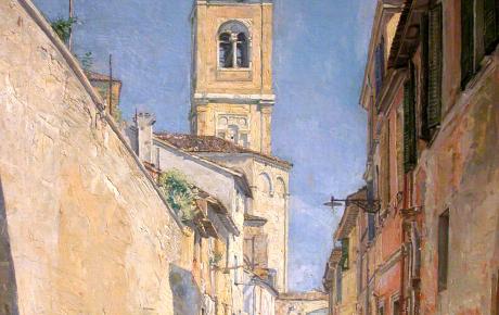 Campanile di San Patergnano, 1930, olio su tela, 122x82 cm