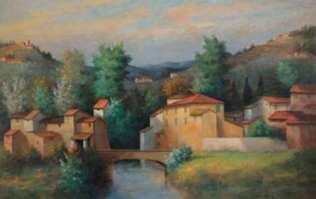 Paesaggio grevigiano (particolare), 1979, olio su carta applicata su tela, 100 x 150 cm