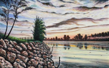 Il grande fiume Po, 2005, olio su tela 120 x 80 cm