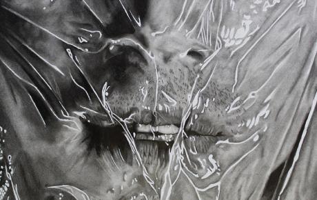 Alive (serie Wrapped 1 di 3), 2021, carboncino, matita e acrilico 29,7 x 42 cm