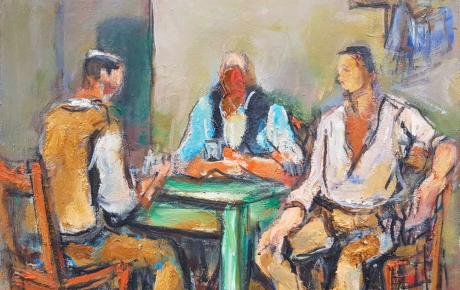 La partita a carte, olio su cartone telato, 50x40cm