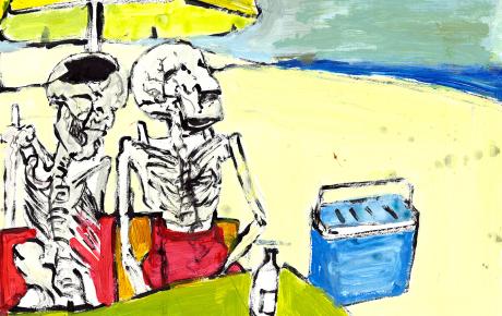 Don't look up, 2025, acrilico su carta, 50 x 70 cm