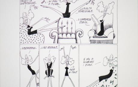 Il salotto di Fulvia, 1984, china su carta, 36,5x25cm