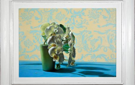 Orchidee e foglia di loto, 2017, olio su tela, 50x70cm