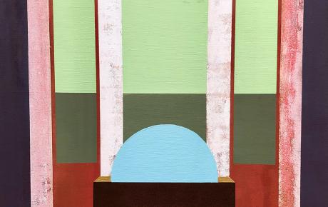 Poltrona con vista campagna, 2023, smalto e acrilico su tela 70 x 100 cm