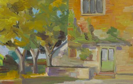 Paesaggio, olio su tela applicata su tavola, 28.6 x 38.0 cm