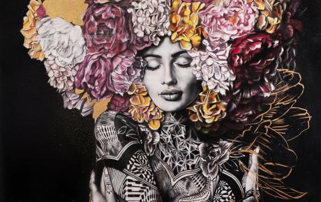 Yuky, 2024-2025, tecnica mista su tela 100x120 cm