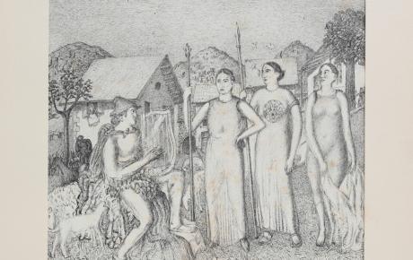 Il pomo della discordia, china su carta, 21.5 x 24.0 cm